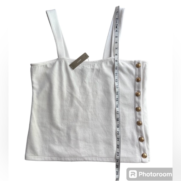 J.Crew NEW Cream Button tank top in cotton-blend bouclé Size Medium - Picture 9 of 11